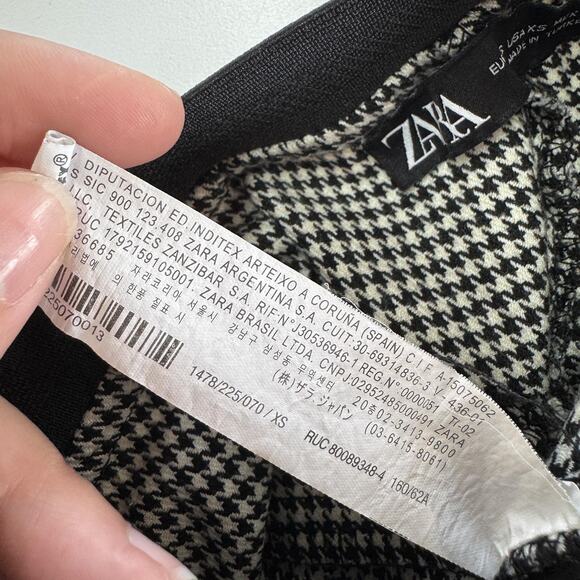 Zara Pants Womens XS Black White Houndstooth Slim Trousers‎ Stretch Classic - Picture 4 of 8
